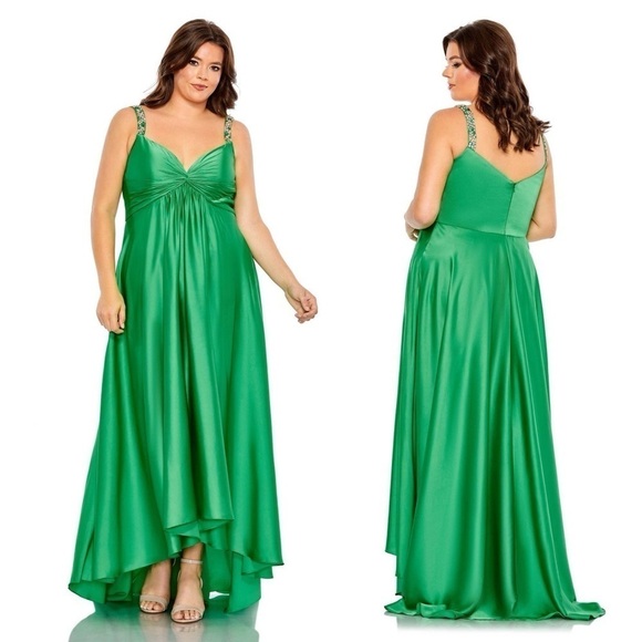 NEW $498 MAC DUGGAL 49577 FRONT TWIST KNOT SLEEVELESS HIGH LOW GOWN SIZE 22 - Picture 1 of 16